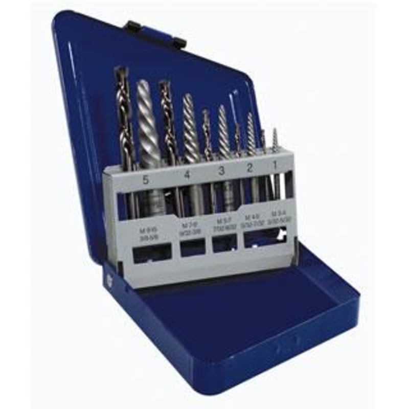 Irwin 10-Piece Spiral Extractor & Drill Bit Set in Metal Index – IRW11119