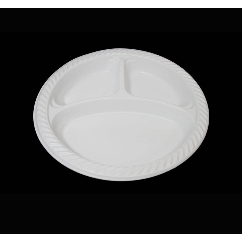 10″ Disposable Plastic White Divider Plate Pack of 50 24427 (Parcel Rate)