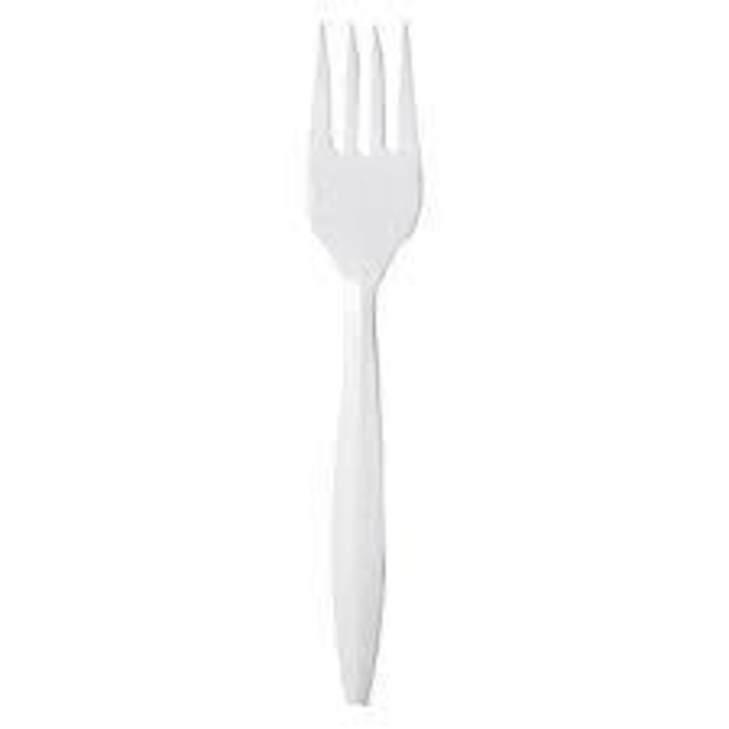 100 Pack Plastic Disposable Party BBQ White Disposable Forks AP1001 (Parcel Rate)