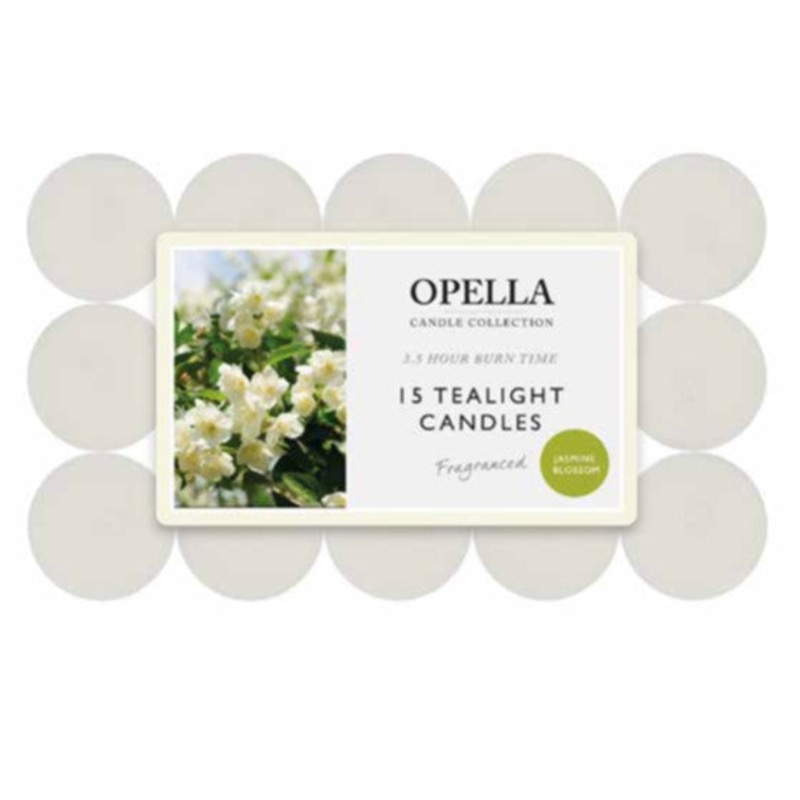 Beautifully Scented Opella Jasmine Blossom 15 Tealight Candles 3.5 Hour Burn Time CD001J (Parcel Rate)