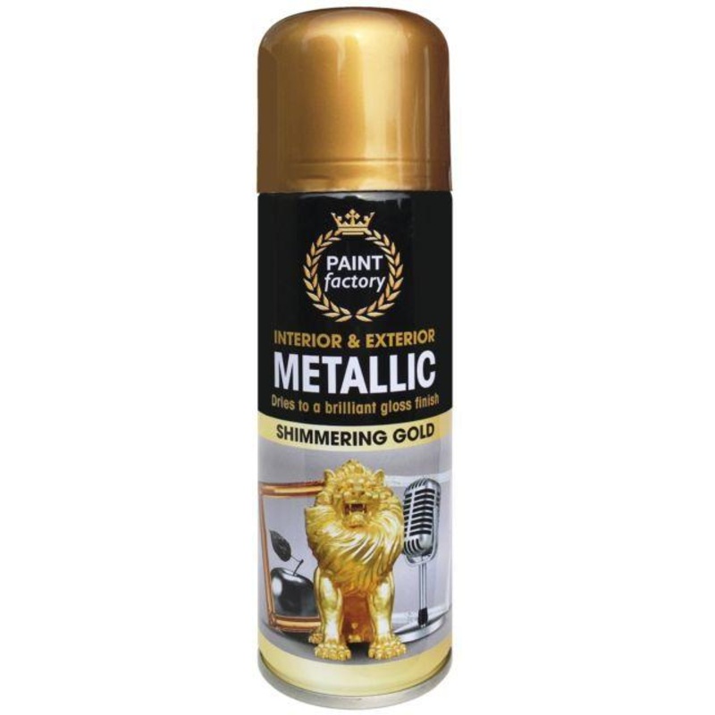 Paint Factory Interior Exterior Metallic Shimmering Gold Spray Paint 200ml 7136 (Parcel Rate)