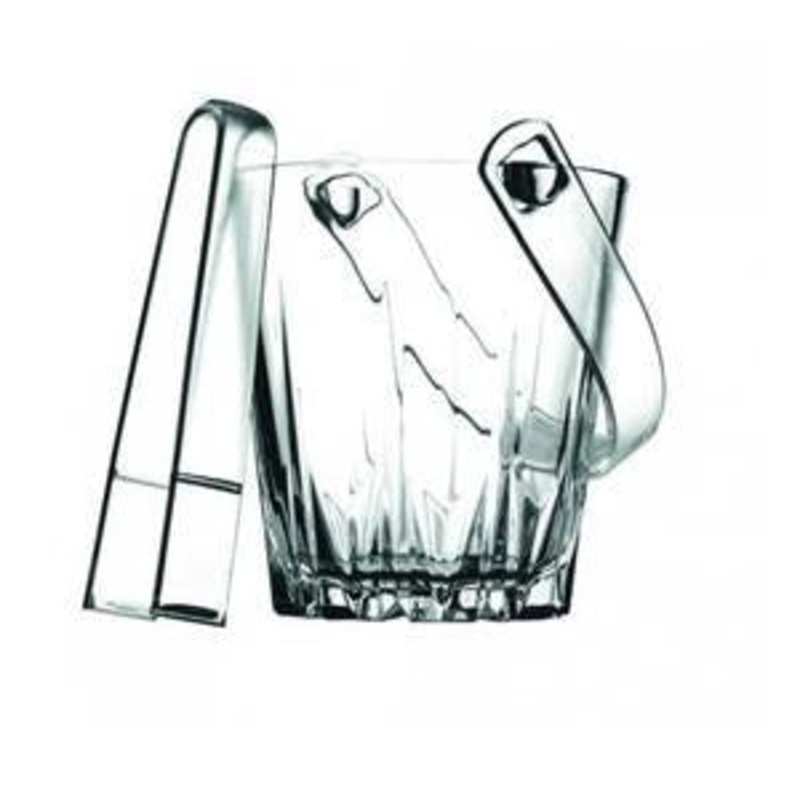 PB Karat Glass Ice Bucket With Tongs Party BBQ Drinks Ice Bucket 12.60cm x 11.60 cm BT0002  (Parcel Rate)