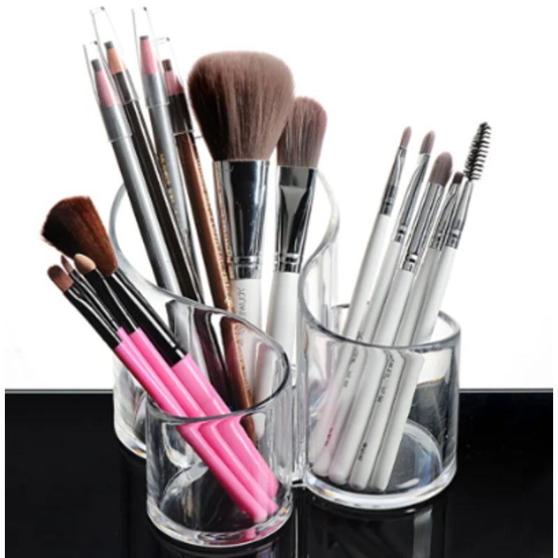 Plastic Acrylic Make Up Organiser 3 Compartments 13 x 14 x 11 cm 4699 (Parcel Rate)