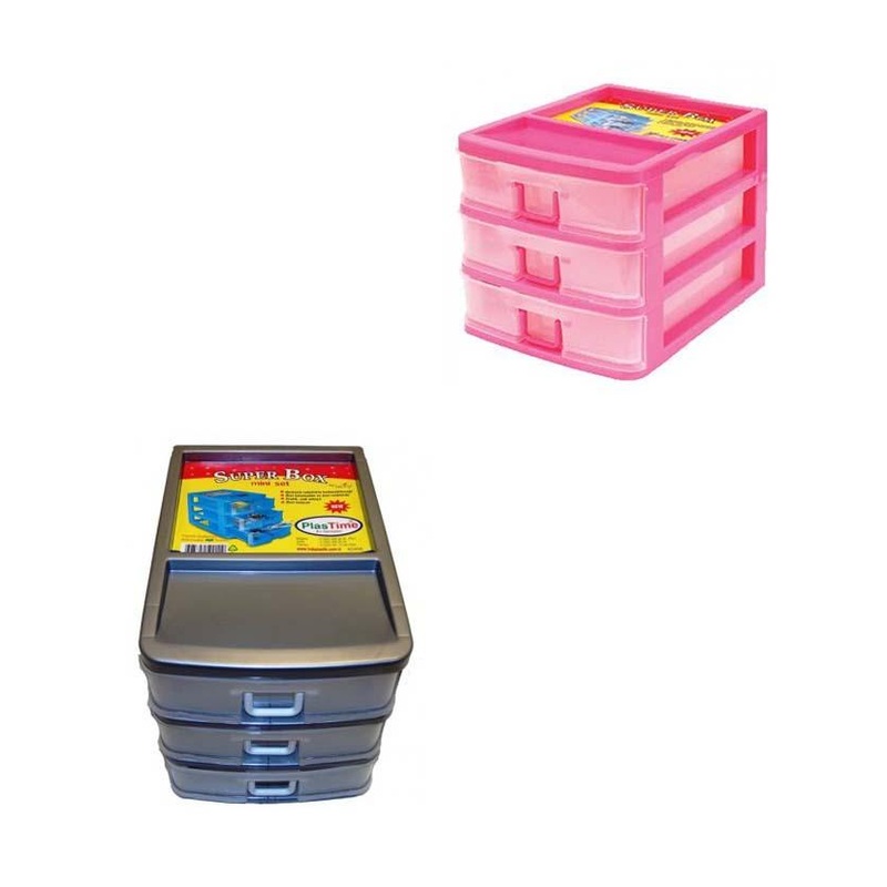 Plastic Sewing Storage with 3 Drawers 20 x 18.5 x 26 cm Assorted Colours H0110 (Parcel Rate)