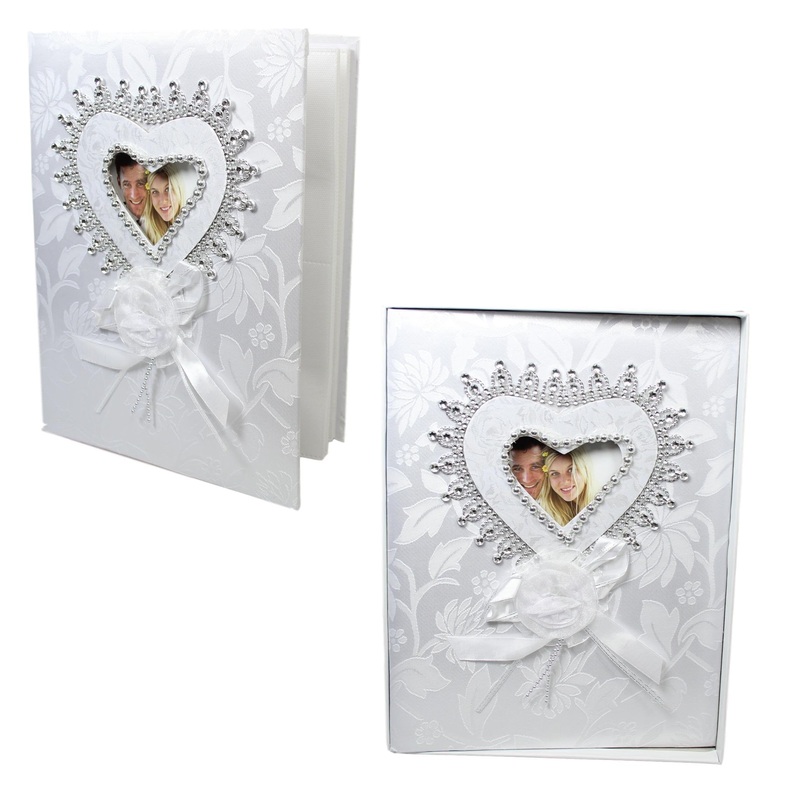 Traditional Royal White Wedding Photo Album With Box 5 x 7” 25 Pages 5530 (Parcel Rate)