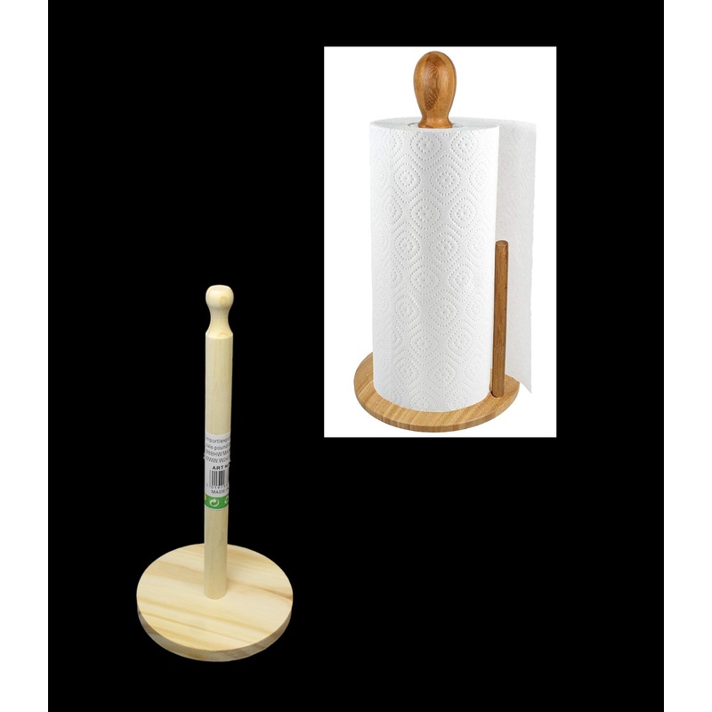 Wooden Kitchen Paper Towel Holder 2 Piece Holder and Stick Paper Roll Stand Rack 30cm A (Parcel Rate)