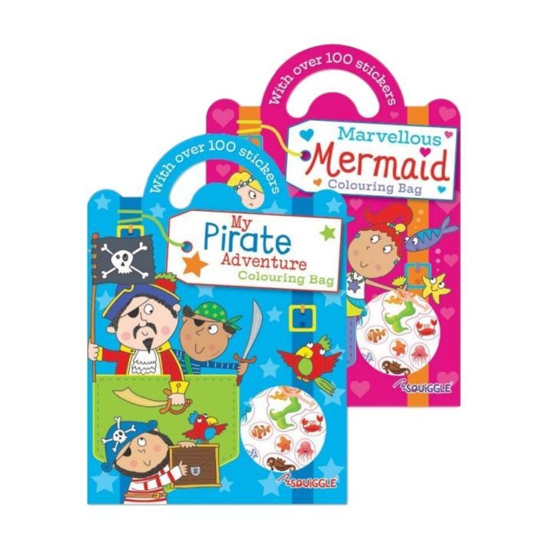 Colouring Sticker Bag Book Mermaid / Pirate Assorted Designs P2596 A (Parcel Rate)