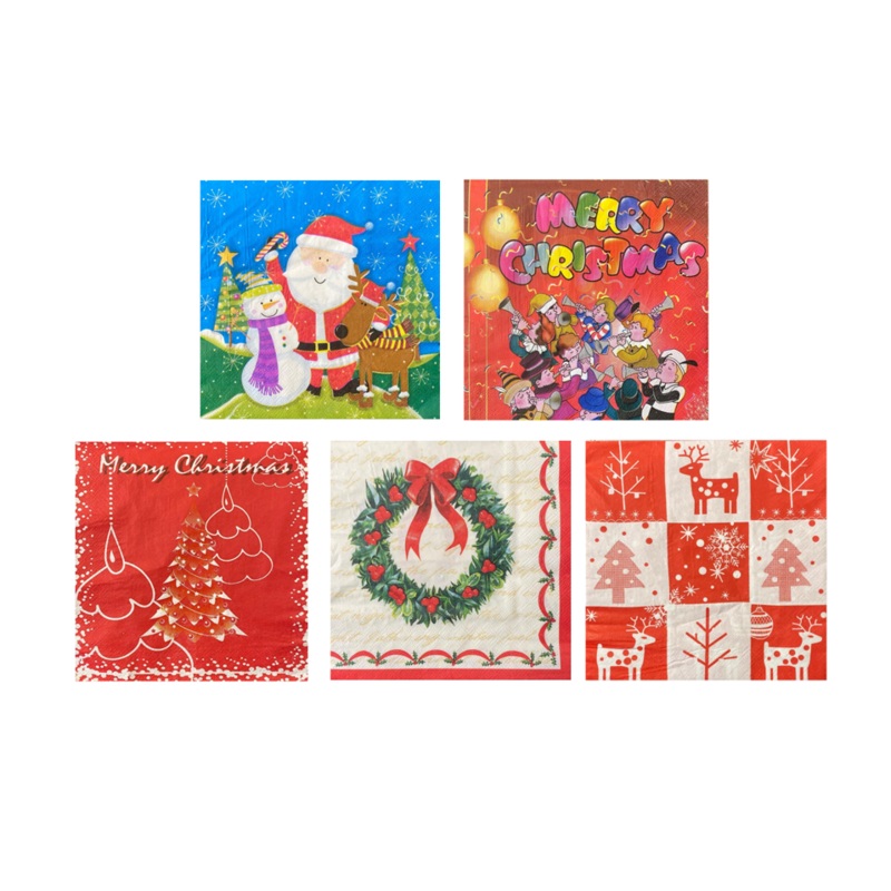 Pack of Merry Christmas Themed Paper Napkins Assorted Designs 1674 (Parcel Rate)