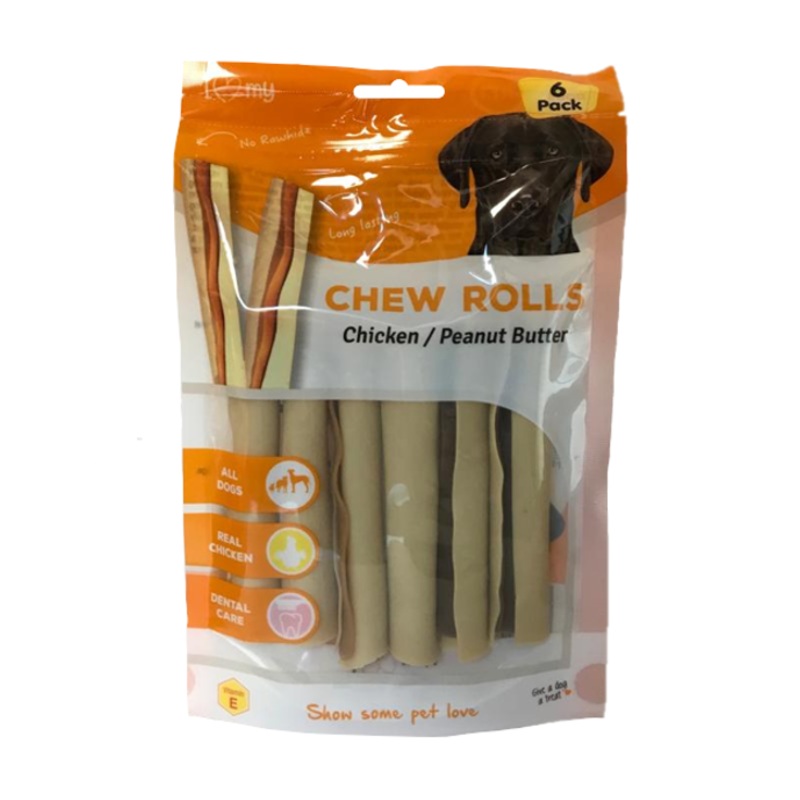 Pet Dog Treats Chew Rolls Chicken & Peanut Butter 6 Pack 75707 (Parcel Rate)