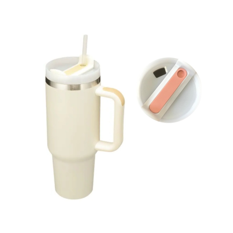Stainless Steel Water Drinking Travel Flask Tumbler with Handle and Straw 40oz / 1200ml Assorted Colours 9965 (Parcel Rate)