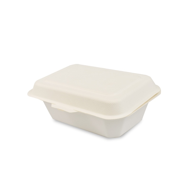 250 Pieces Disposable Eco Bagasse Hinged Take Away Food Container Meal Potato Box 600ml 33501 (Big Parcel Rate)