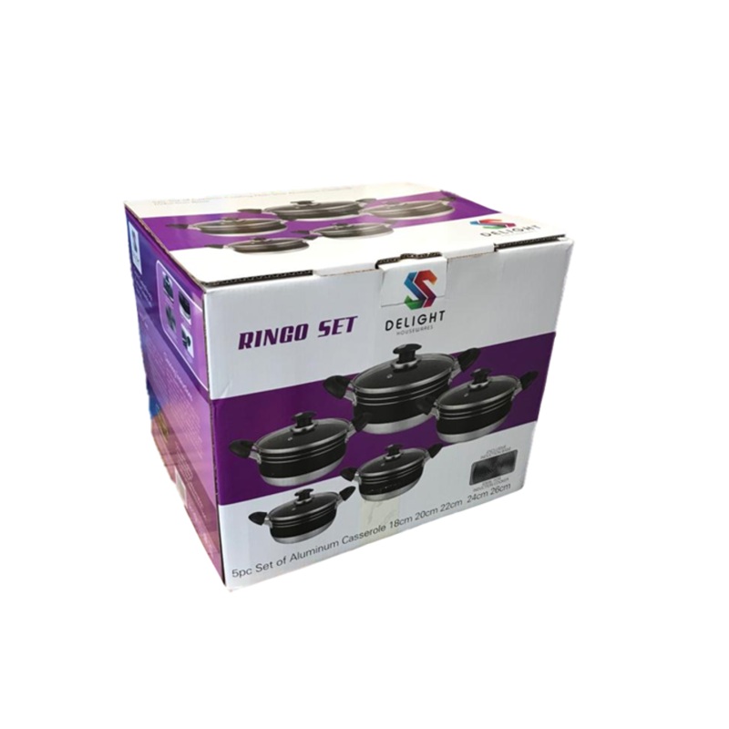 Aluminium Casserole Pan Set of 5 18 – 26 cm DL9026 (Parcel Rate)