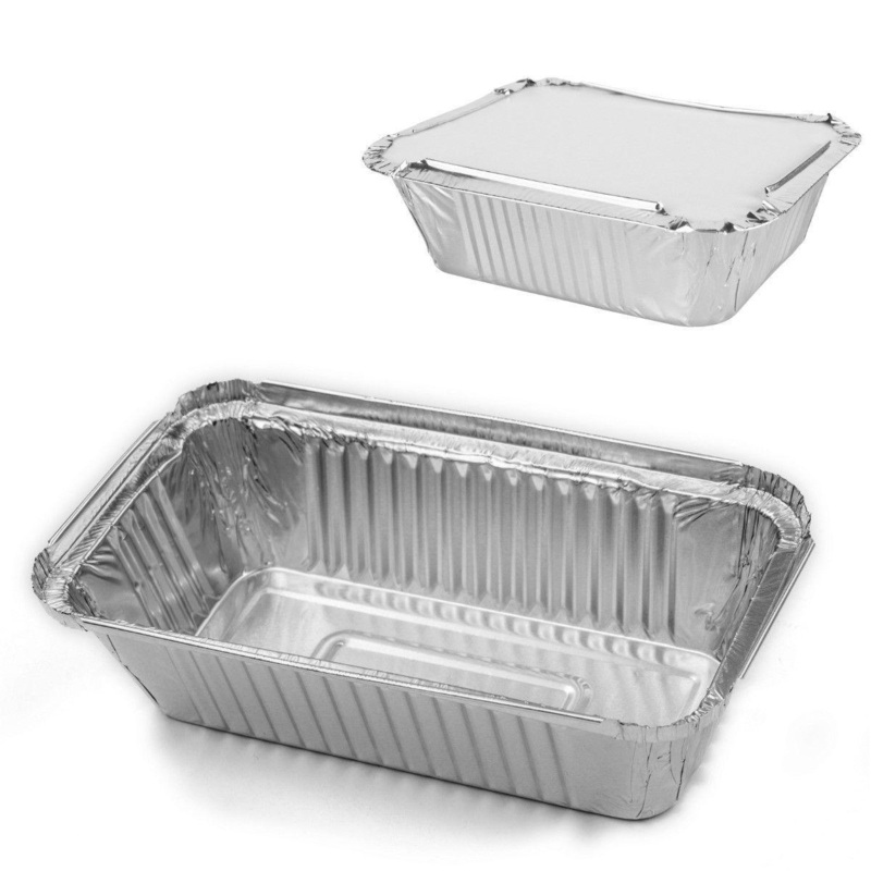 Aluminium Foil Containers with Lids 8.5 x 6 x 2″ Pack of 3 SK28147 (Parcel Rate)