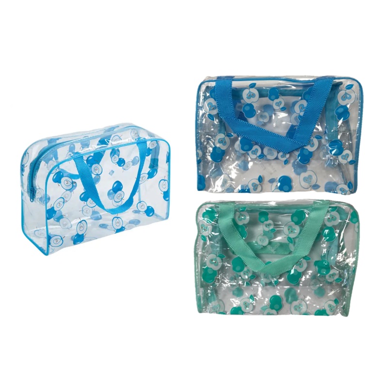 Bathroom Make-up Toiletry Travel Bag with Handles Clear Apple Print 25 x 17 x 8.5 cm Assorted Colours 2252 / TB2 (Parcel Rate)
