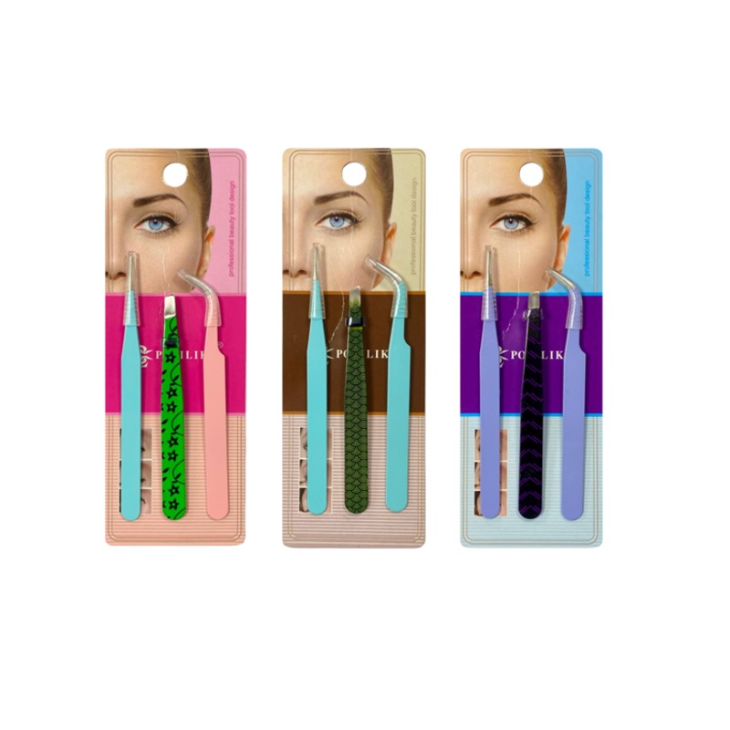Beauty Metal Tweezers Set of 3 9.5 cm Assorted Colours 7144 (Parcel Rate)