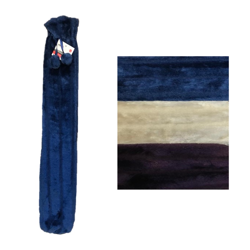 BestHouse Extra Long Hot Water Bottle with Deluxe Push Cover and Pompoms 75 x 11.5 cm Assorted Colours BB1197 (Parcel Rate)