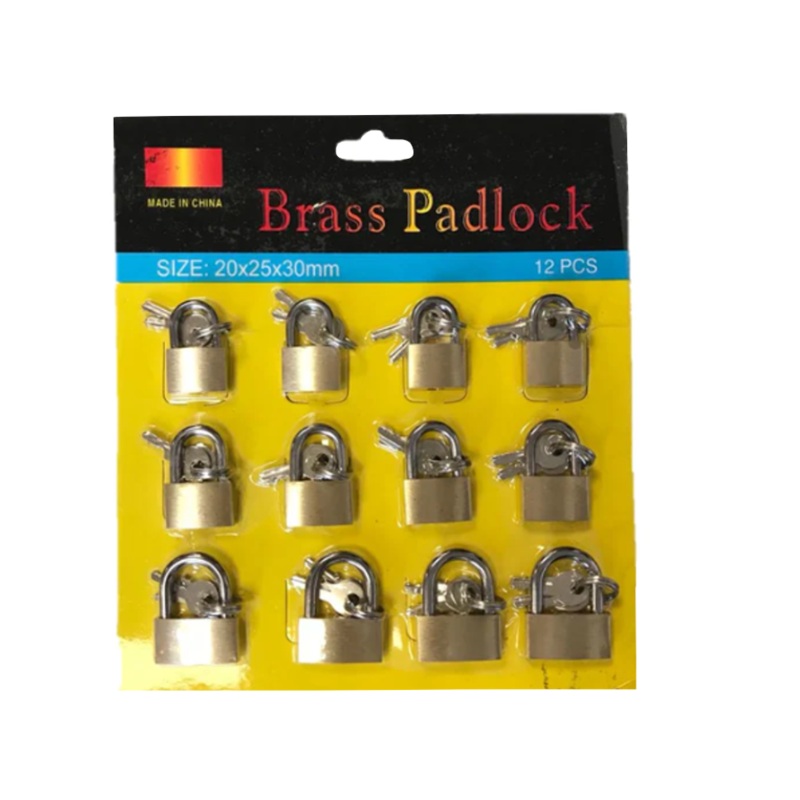 Brass Padlocks Pack of 12 Assorted Sizes 20 / 25 / 30 mm 7162 Parcel Rate)
