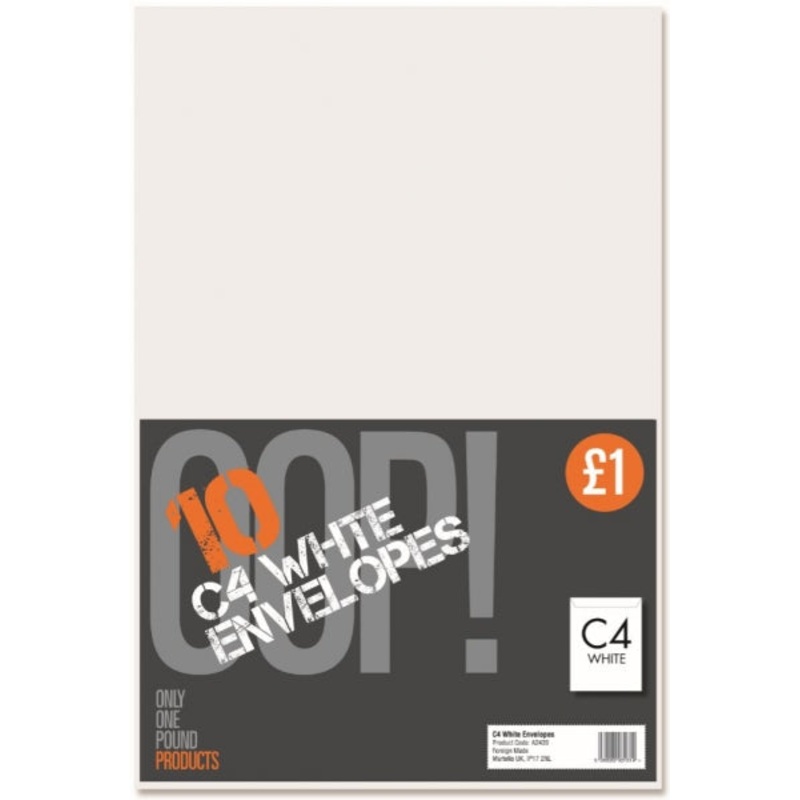 OOP! C4 White Envelopes Pack of 10 A2439 (Parcel Rate)