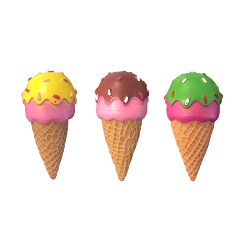 Pet Dog Toy Squeaky Ice Cream Cone 14 cm Assorted Colours 6932 (Parcel Rate)