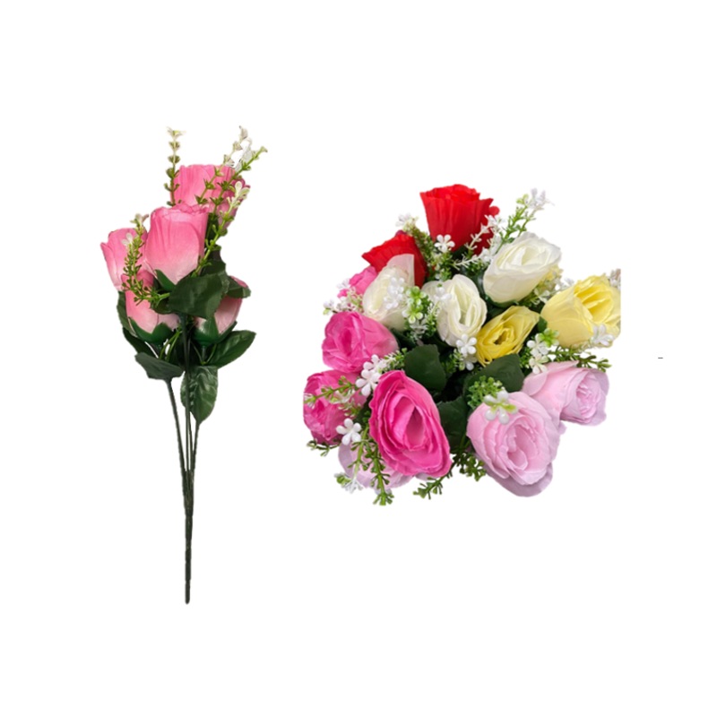 Plastic Artificial Flowers Roses 34 cm Assorted Colours 7322 (Parcel Rate)