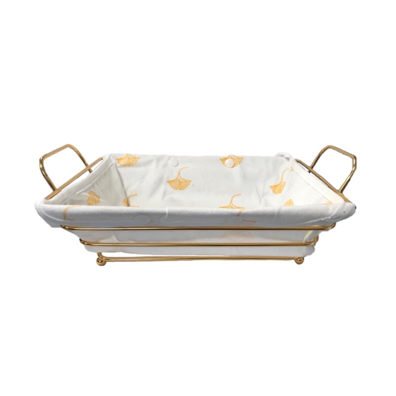 Rectangle Metal Wire Fruit Bread Serving Basket Gold with Handles 26 x 19 x 7 cm 7303 (Parcel Rate)