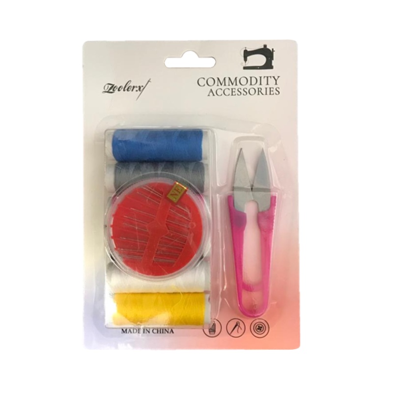 Sewing Kit Pack of 8 Needles Thread Snips Assorted Colour Threads 7098 (Parcel Rate)