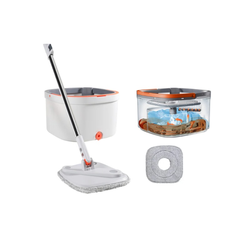 Square Spinning Mop Bucket Set with Square Head 29.5 x 29.5 x 18 cm 7736 (Big Parcel Rate)
