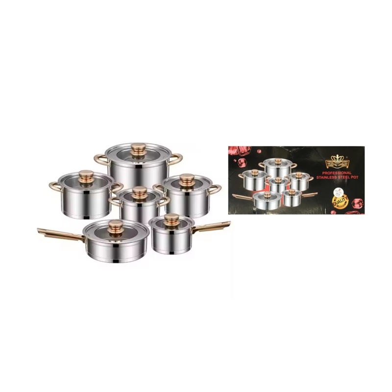 Stainless Steel Pan / Pot Set of 12 7821 (Big Parcel Rate)