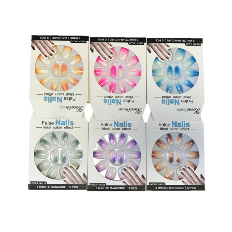 Artificial Fake Nail Extensions Round Tip Glitter Gradient Design Assorted Colours 7308 A  (Parcel Rate)