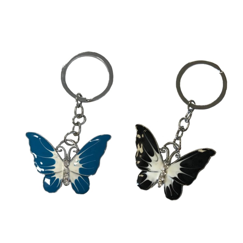 Metal Butterfly / Sports Ball Keychain Keyring 4 cm Assorted Colours 2519 (Large Letter Rate)