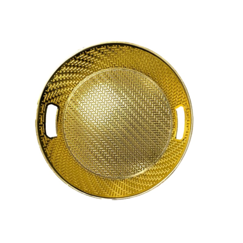 Plastic Round Serving Tray Patterned Design 39 cm Assorted Colours 6819 (Parcel Rate)