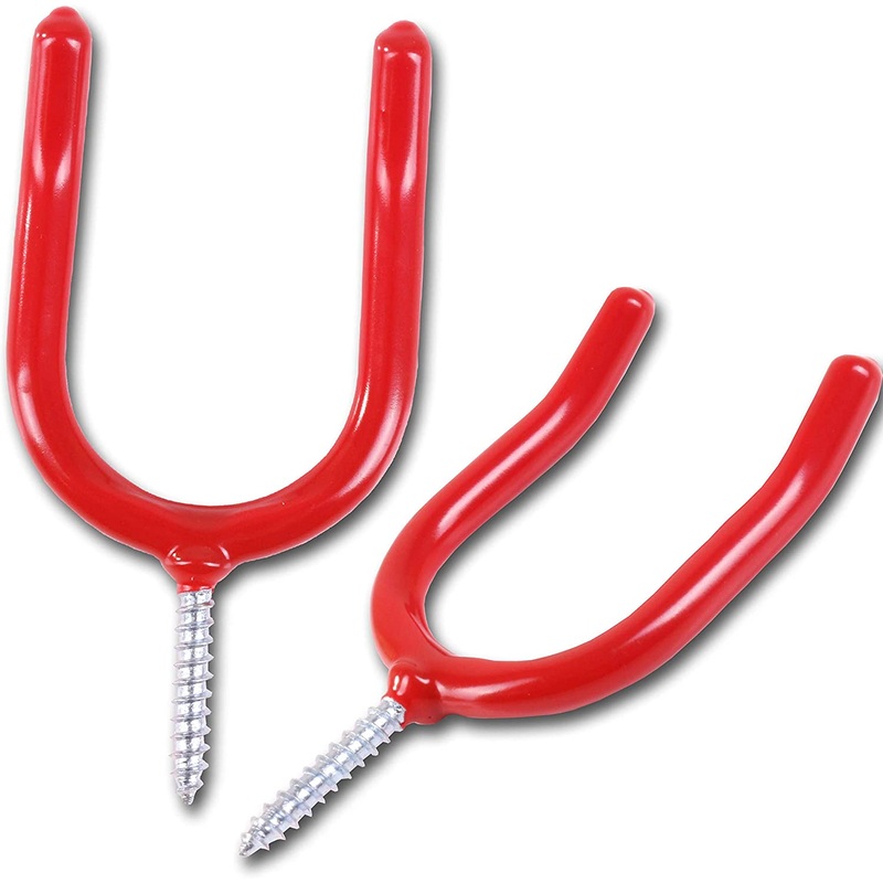 Red U Shape Tool Hooks Plastic Coated 10cm 3pc 3144 (Parcel Rate)