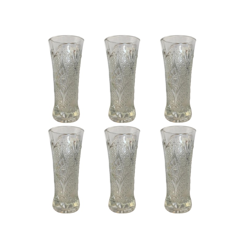 Small Half Pint Decorated Drinking Glass 15 x 7 cm Set of 6 Clear 7056 (Parcel Plus Rate)