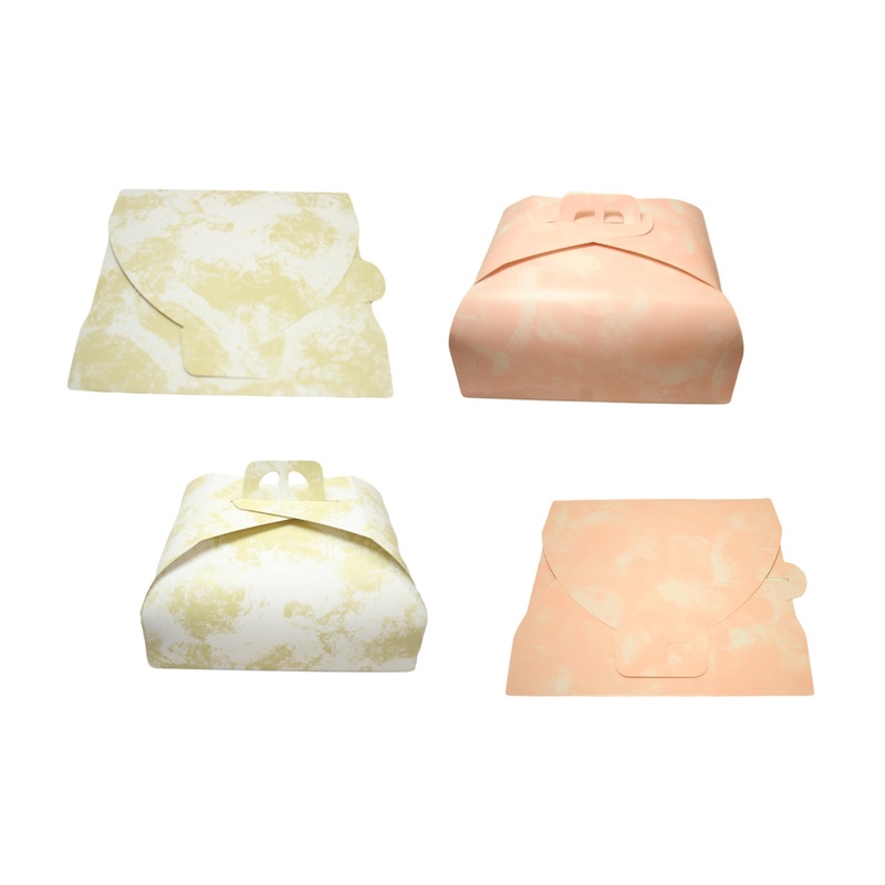 Paper Cake Box Pink/Gold Festive Square Easy Assemble Cake Box 6266 (Parcel Rate)