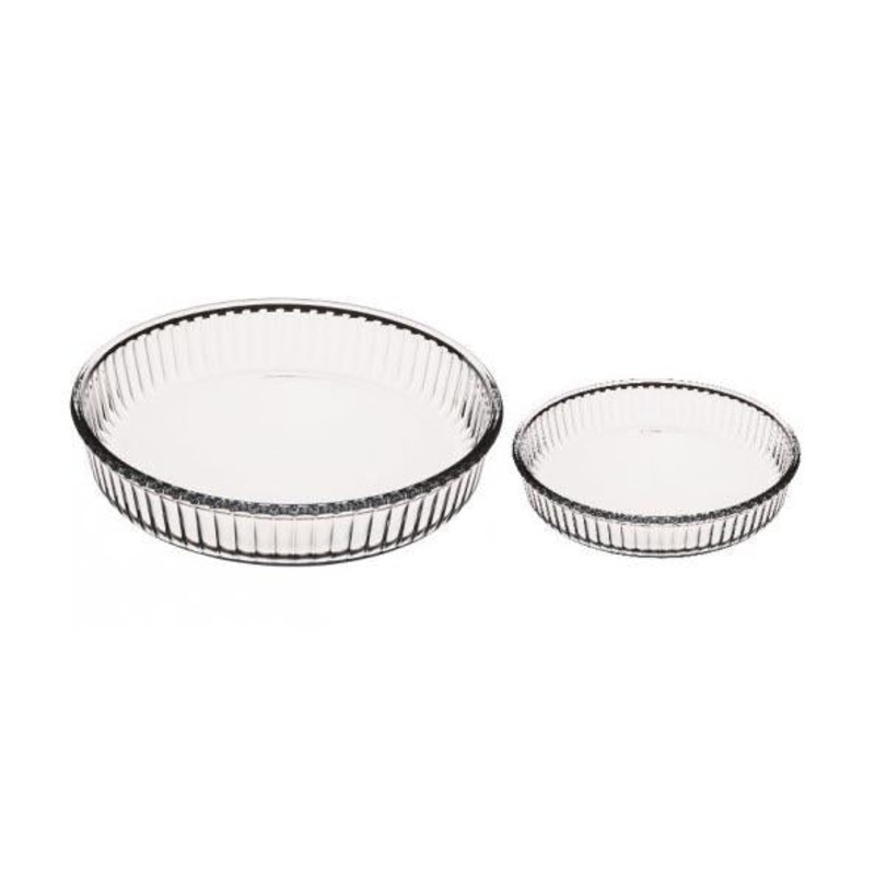 PB Borcam Glass Round Pie Plan Dishes Set of 2 32 / 26cm 159022 (Parcel Plus Rate)