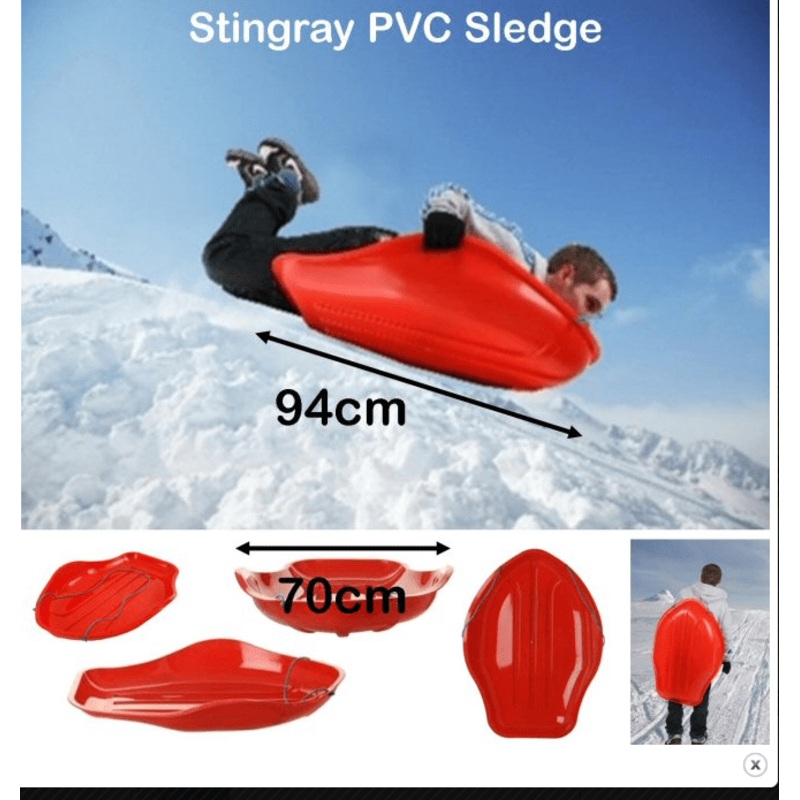 Plastic PVC Stingray Snow Sledge Sleigh 94 x 70 cm Red S1R (Big Parcel Rate)