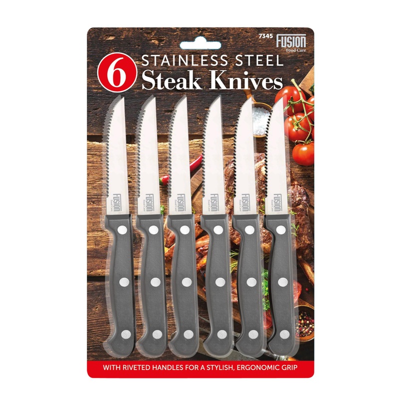 Stainless Steel Serrated Edge Steak Knives Pack of 6 7345 (Parcel Rate)