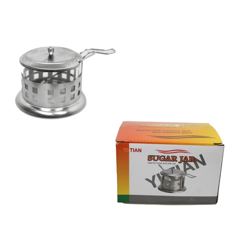 Steel and Glass Sugar Spice Seasoning Storage Jar 9 x 8 cm 5430 (Parcel Rate)