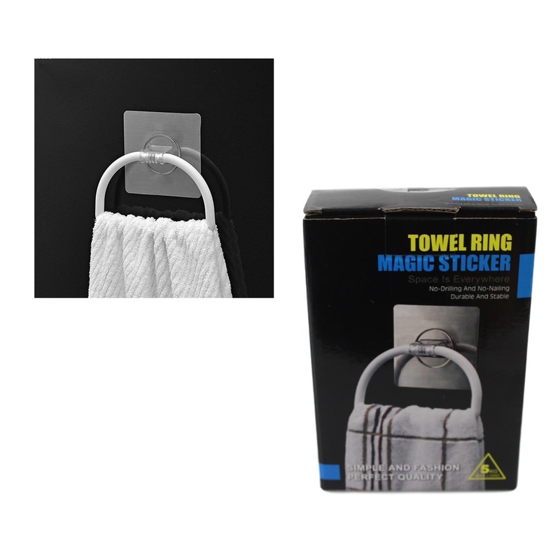 Towel Ring Magic Sticker No Drilling No Nailing Durable and Stable 15cm 56264 (Parcel Rate)