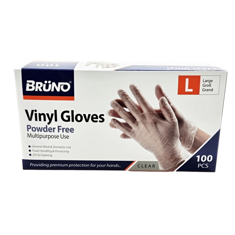 100 Large Disposable Vinyl Clear Examination Gloves Powder Free Latex Free Gloves VG003 (Parcel Rate)
