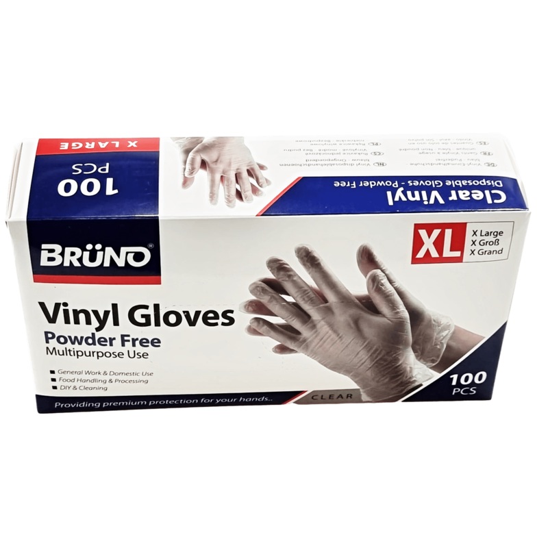 100 XL Disposable Vinyl Clear Examination Gloves Powder Free Latex Free Gloves VG004 (Parcel Rate)