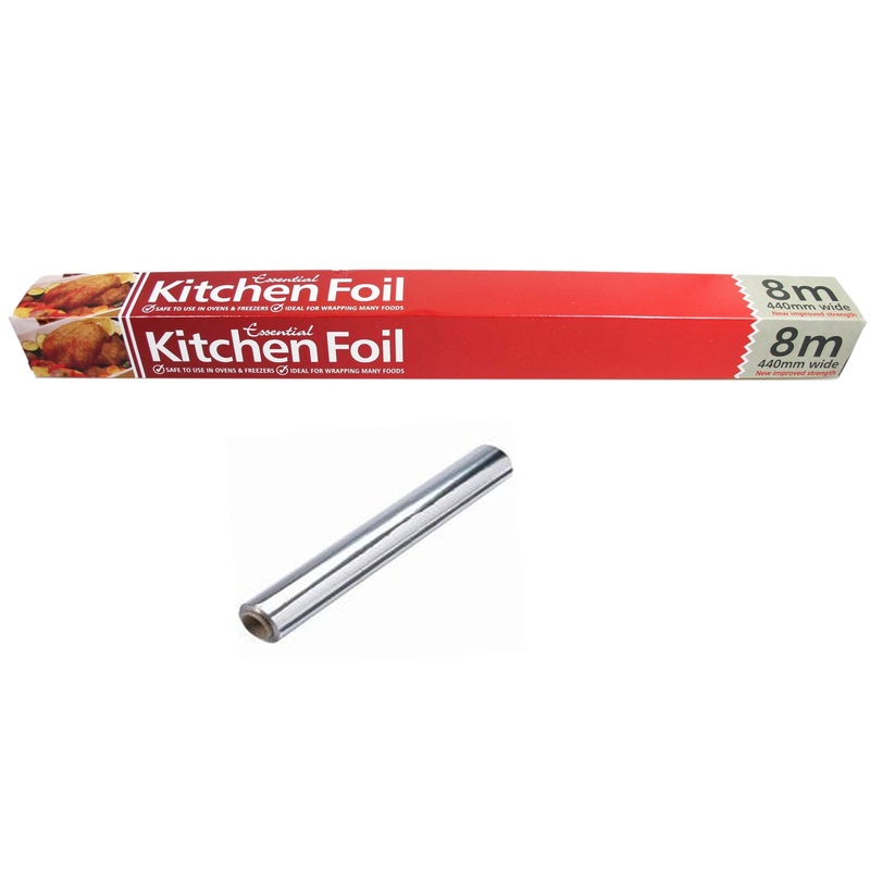 8M Kitchen Foil Oven Freezer Safe Improved Strength 450mm Wide FR4508 (Parcel Rate)
