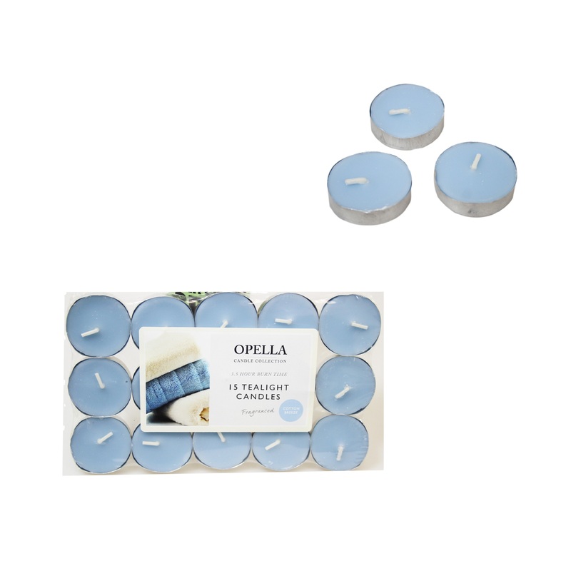 Beautifully Scented Opella Cotton Breeze 12 Tealight Candles 3.5 Hour Burn Time CD001C (Parcel Rate)
