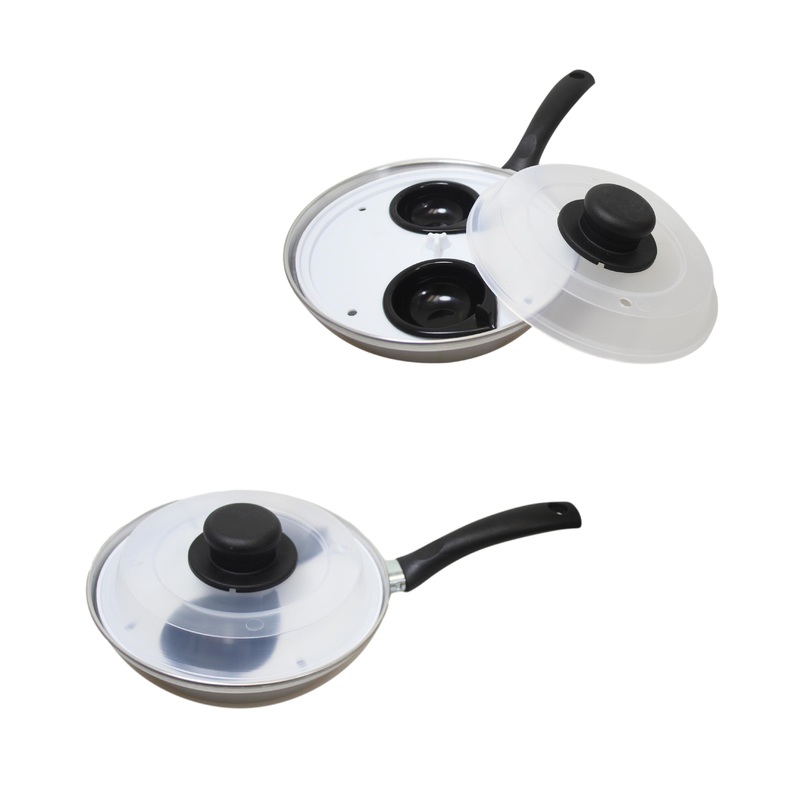 Non Stick Home Kitchen 2 Egg Poacher Pan 20cm With Long Safety Handle Egg Poacher 5.5cm 9103 A  (Parcel Rate)