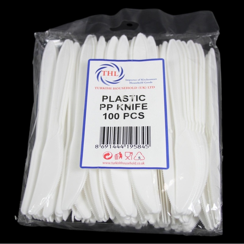 Plastic Disposable White Knife 100 Piece THL9584 (Parcel Rate)