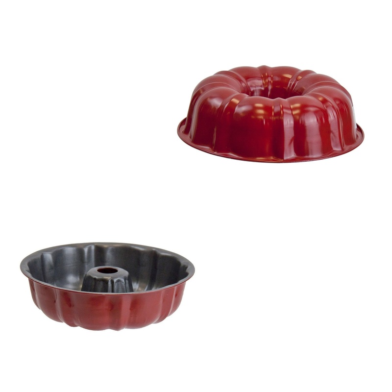 Round Ring Bundt Cake Baking Tin Mould 24 cm Red 1290 (Parcel Rate)
