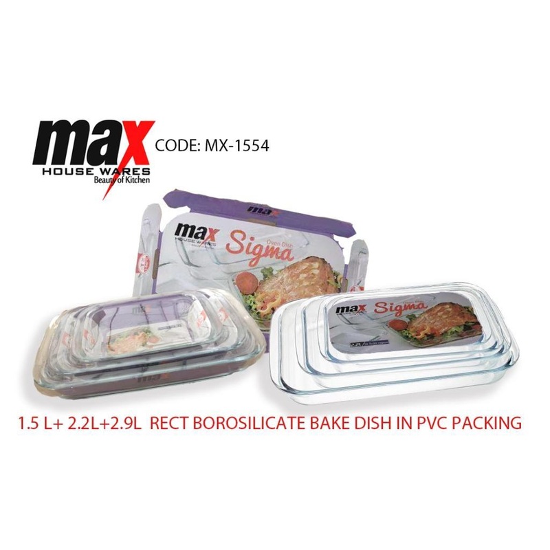 Set Of 3 Rectangle Baking Dishes 1.5L+2.2L+2.9L With Dotted Handles MX1554 (Parcel Rate)