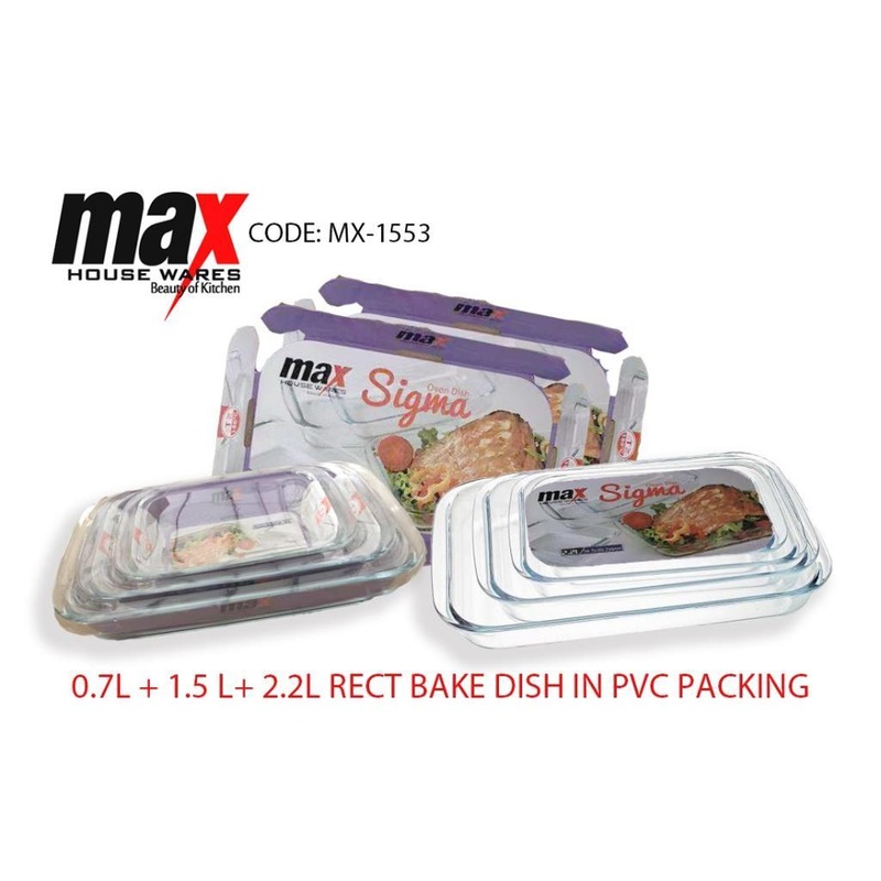 Set Of 3 Rectangular Bake Dishes With Dotted Handles 0.7L+1.5L+2.2L (Parcel Rate)