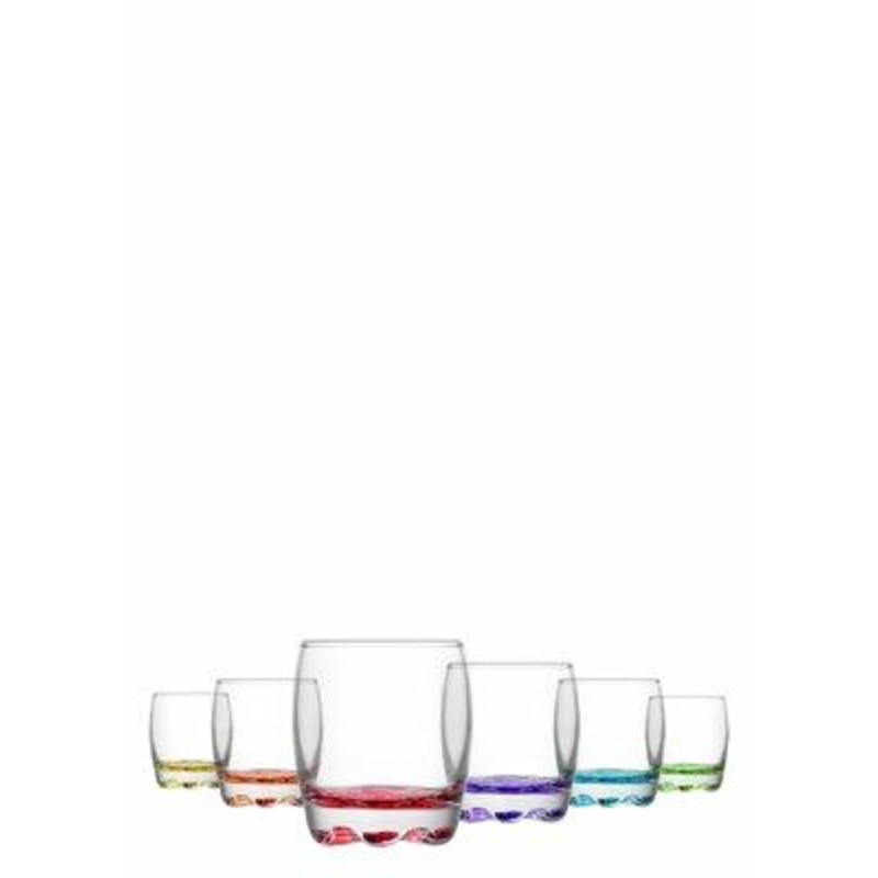 Set Of 6 Boxed PC Adora Coloured Whisky Glasses 290cc ADR15PT068FC (Parcel Rate)