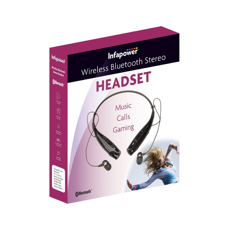 Wireless Bluetooth Stereo Headset Ideal For Music Calls Gaming BLACK X304BLK (Parcel Rate)